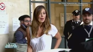 Tacco 12 e jeans aderente lo show di Belen Rodriguez in tribunale  La Vita in Diretta 15052017 [upl. by Curkell]