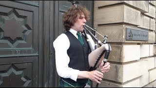 Maries Wedding Scottish Bagpipes Busker Royal Mile Edinburgh Scotland [upl. by Enelime]