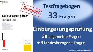 Einbürgerungstest Testfragebogen 33 Fragen [upl. by Dlanod]