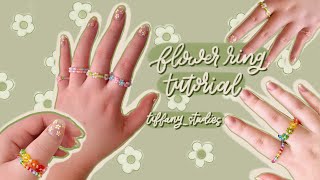 how to make beaded flower rings  Seed Bead DIY tutorial  studio vlog  tiffanystudies [upl. by Ennayehc]