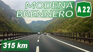 A22  MODENA  BRENNERO  Autostrada del Brennero  Percorso completo [upl. by Trebled]