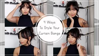 4 Ways To Style Your Curtain Bangs  Tutorial [upl. by Yale]