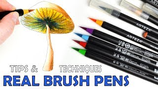 How to use REAL BRUSH Pens Tips and Techniques [upl. by Hyozo]