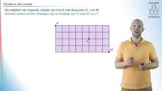 Combinatoriek  routes in een rooster  WiskundeAcademie [upl. by Pritchard]