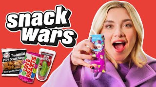 Florence Pugh Compares American amp British Snacks  Snack Wars [upl. by Wamsley878]