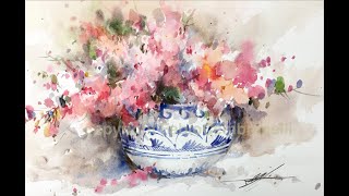 WatercolorAquarela  Demo  Porcelain Vase [upl. by Neidhardt450]