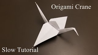 Origami Crane  How to Make the origami Crane  Slow Tutorial [upl. by Melisandra]