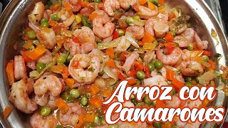 Como preparar ARROZ CON CAMARONES  Delicioso [upl. by Nelan]