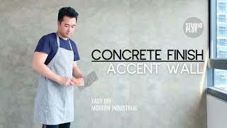 How To Create Concrete Finish Wall  DIY  Modern Industrial  Accent Wall [upl. by Raskin]