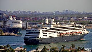 Holland America Lines MS ZAANDAM amp MS ROTTERDAM Arriving into Port Everglades  422020 [upl. by Wake]