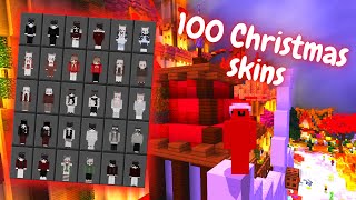 ✅ 100 CHRISTMAS skins with Custom Capes skin pack MCBE  119 [upl. by Stanislas]