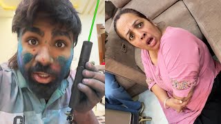 Laser shock prank on mummy [upl. by Amikahs]