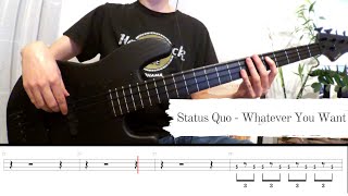 Status Quo  Whatever You Want  Bass Cover amp Tabs [upl. by Eecats824]