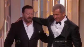 Mel Gibson vs Ricky Gervais Golden Globes 2016 humiliation [upl. by Willem224]