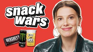 Millie Bobby Brown Rates British And American Food  Snack Wars [upl. by Ynot]