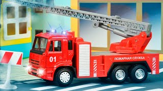 The Red Fire Truck with The Police Car  Emergency Cars Cartoon for kids [upl. by Isac172]