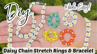 Beading Basics Easy Daisy Chain DIY Seed Bead Rings amp Bracelet [upl. by Annelak995]