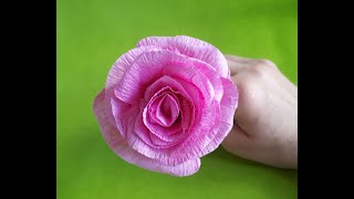 Cómo hacer Rosa de papel crepe fácil DIY Cómo hacer flores [upl. by Dulcia]