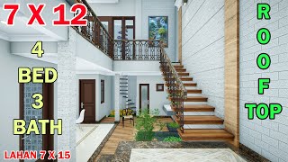 Split Level House 7X12 Meter 4 Kamar 3 Toilet Mushola Rooftop di lahan 7x15 Meter [upl. by Schafer]