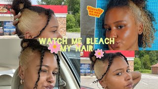 VLOG  Watch me BLEACH MY HAIR  SKUNK STRIPE on natural hair [upl. by Viguerie541]