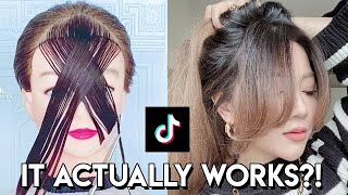 DIY CURTAIN BANGS TRYING VIRAL TIK TOK TUTORIAL [upl. by Gwen]