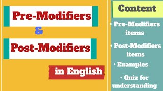 Premodifiers and postmodifiers in English [upl. by Ifill]