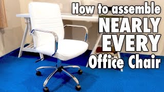 How to assemble nearly every OFFICE CHAIR  White bonded leather Costco furniture [upl. by Andromeda]