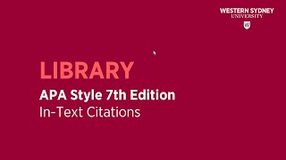 APA Style 7th Edition  INTEXT CITATIONS [upl. by O'Connell856]