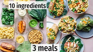 10 ingredients 3 effortless vegan meals  VEGAN MEAL PREP PDF guide [upl. by Aynatahs740]