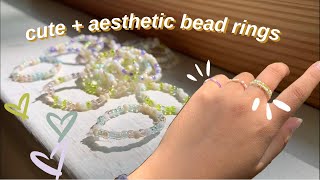 DIY BEADED RINGS TUTORIAL  easy aesthetic cute [upl. by Ruddie511]