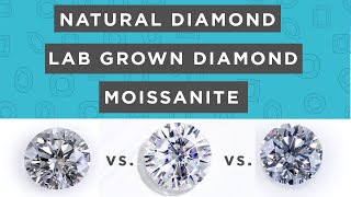 Moissanite v Natural Diamond v Lab Grown Diamond Comparing the difference in 2020 [upl. by Llerraf674]