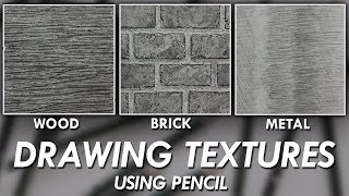 How To DRAW Realistic TEXTURES using PENCILS  Wood Brick amp Metal [upl. by Akemat]