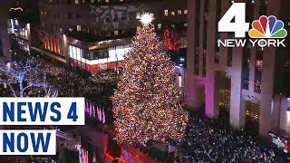 Rockefeller Center Christmas Tree Lights Up for the Holidays  News 4 Now [upl. by Llennoj]