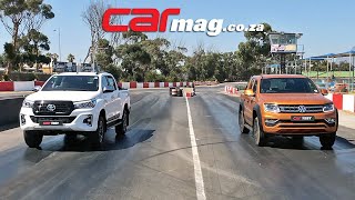 DRAG RACE Volkswagen Amarok 30 V6 TDI vs DTETuned Toyota Hilux 28 GD6 [upl. by Sayres]