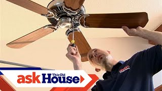 How to Install a Ceiling Fan on a Cathedral Ceiling  Ask This Old House [upl. by Ehr190]