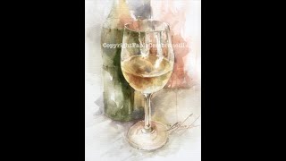 Wine Glass  WatercolorAquarela  Demo [upl. by Reifinnej]