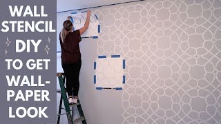 Wall Stencil Painting DIY  Painting Thats Faster amp Easier Than Wallpaper [upl. by Chapel]