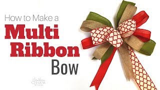 How To Tie A Bow Using Multiple Ribbons for Wreaths [upl. by Adnicaj]