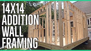 Framing Walls with 2x6 for our Home Addition 14x14 Addition [upl. by Cher597]