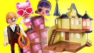 LOL Surprise Dolls Move Adopt a New Sibling and Go Out to Dinner with Playmobil Sets amp Unboxings [upl. by Belva]