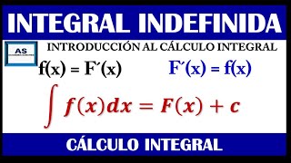 CÁLCULO INTEGRAL  INTRODUCCIÓN  DEFINICIÓN DE LA INTEGRAL INDEFINIDA [upl. by Assele]