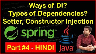 Ways of Injecting dependencies  Types of dependencies handled by IOC Container  Spring Tutorial [upl. by Nollaf]