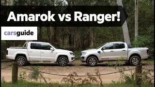 Volkswagen Amarok V6 580 vs Ford Ranger Wildtrak BiTurbo comparison review [upl. by Nwahsirhc]