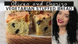 Vegetarian Olives And Chorizo Stuffed Bread  Ovo Lacto Vegetarian Snack  Breakfast  Appetizer [upl. by Gannie]