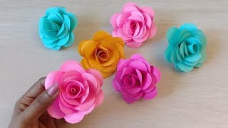 How to make Realistic Easy paper Roses  Paper flower DIY Rose flower making [upl. by Mischa957]