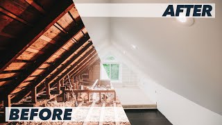 Incredible Attic Transformation in 5 Min  Timelapse DIY Attic Loft Renovation [upl. by Enilada]