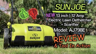 Sun Joe Dethatcher and Scarifier REVIEW  AJ798E NEW126in Model [upl. by Yrruc]