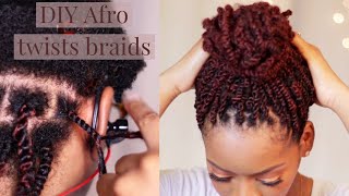 Afro kinky twist braids on natural hair [upl. by Nirra]