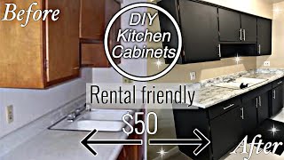 DIY Rental Kitchen MAKEOVER Under 50  DIY MARBLE COUNTER TOPS  AFFORDABLE Kitchen UPGRADE  2020 [upl. by Hgielar884]