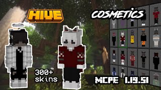 MCPE COSMETICS 4D 300 skins Works on hive Mcpe 11951 [upl. by Ettenwahs]